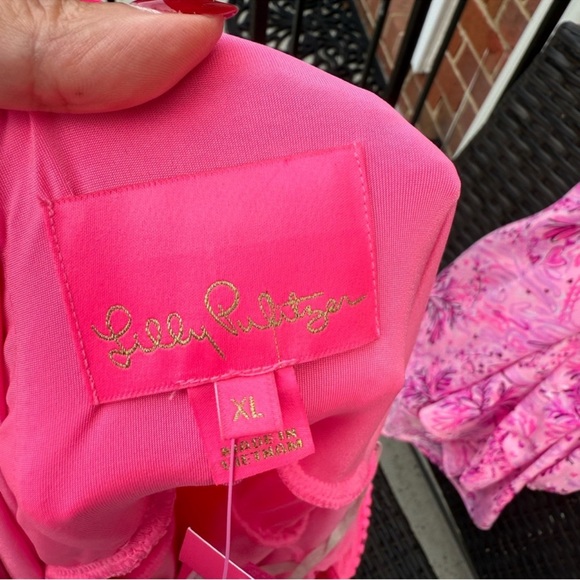 NWT Lilly Pulitzer Faye V-Neck Lace Ruffle Dress Size XL - Picture 3 of 12